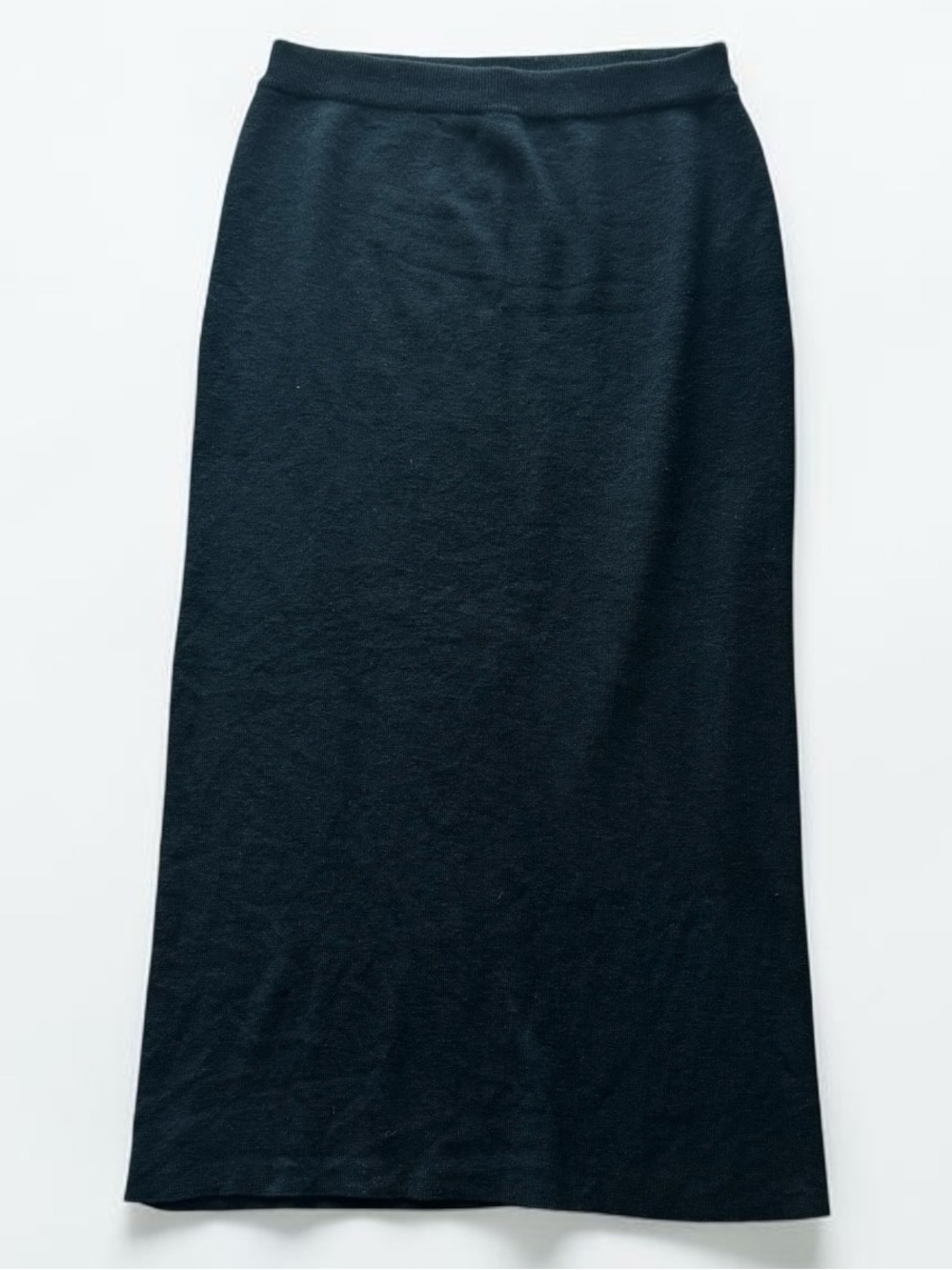EILEEN FISHER 100% Wool Classic Slate Green Straight Knit Midi Skirt S Work